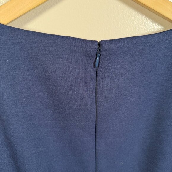 Ann Taylor Jersey Sheath Dress Size 12 Navy Blue Midi Work Career Business - Picture 7 of 8